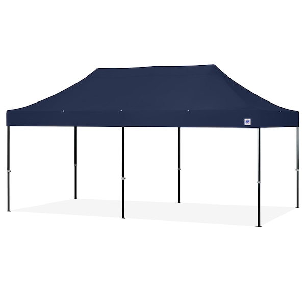 TAA Compliant Endeavor Shelter, 10' W x 20' L, Black Aluminum Frame, Navy Blue Vented Top